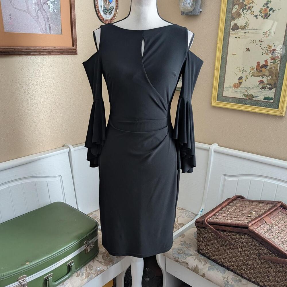 Ralph Lauren Cold Shoulder Keyhole Bell Sleeve Dress